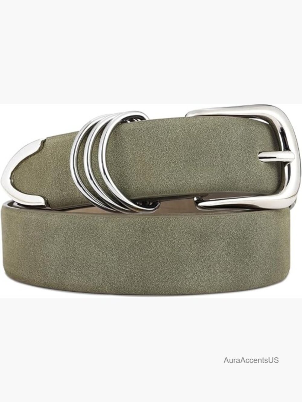 Genuine Leather Belt with Gold Buckle, Suede Waist Belt for Women